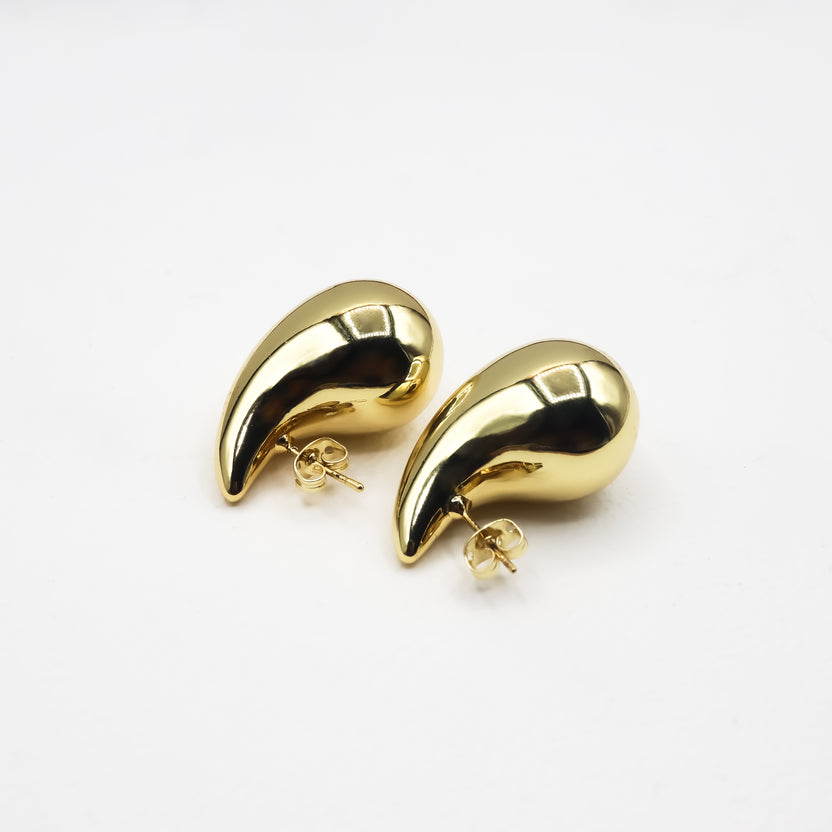 18k Goldplated MediumChunky Golden Teardrop Earrings