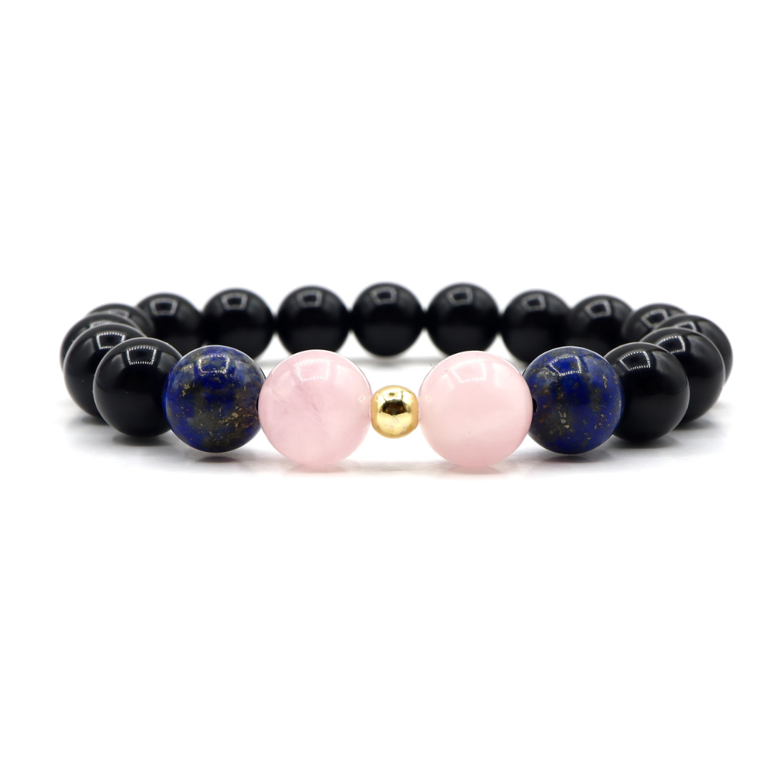 Libra Zodiac Bracelet Rose Quartz Lapis Lazuli