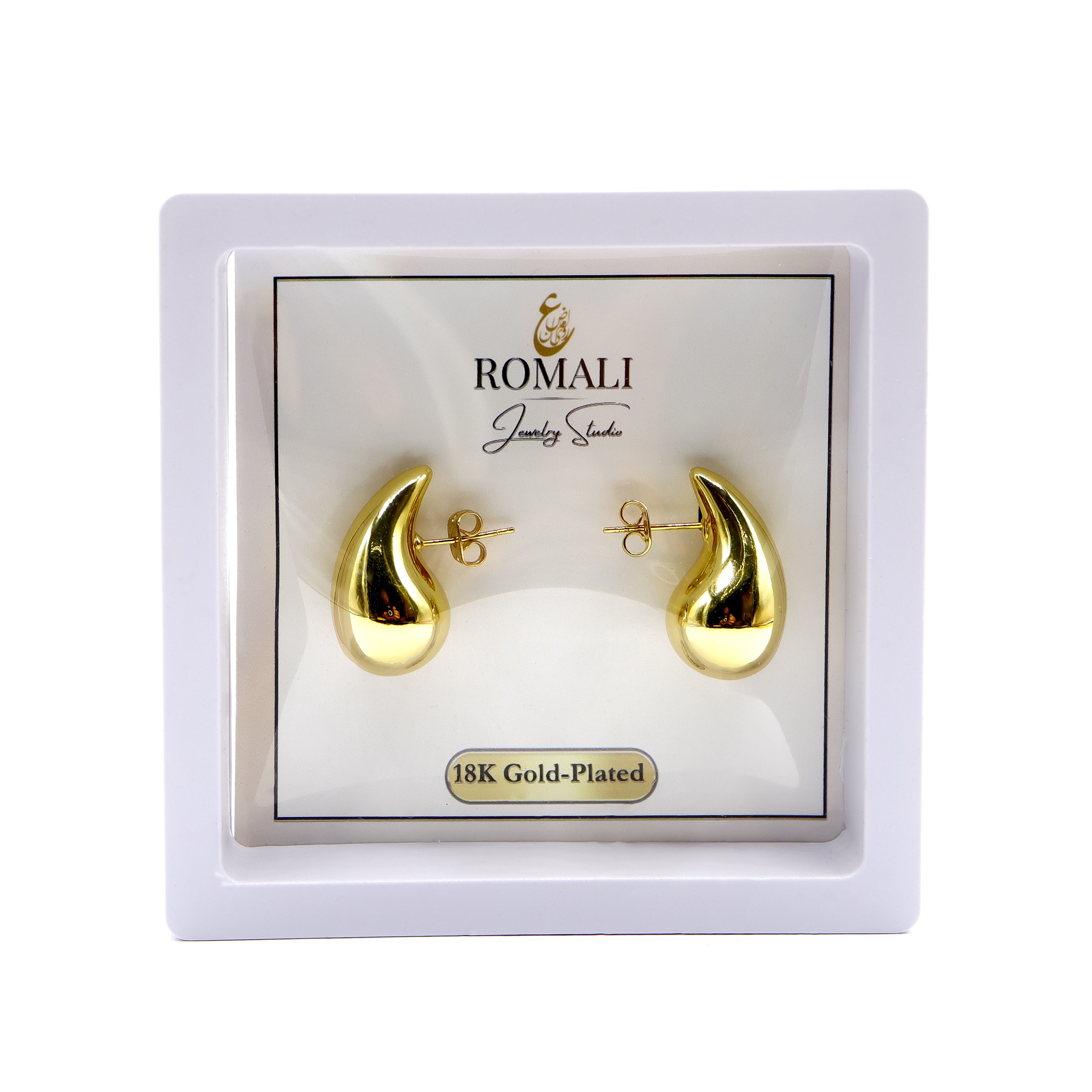 18k Goldplated MediumChunky Golden Teardrop Earrings