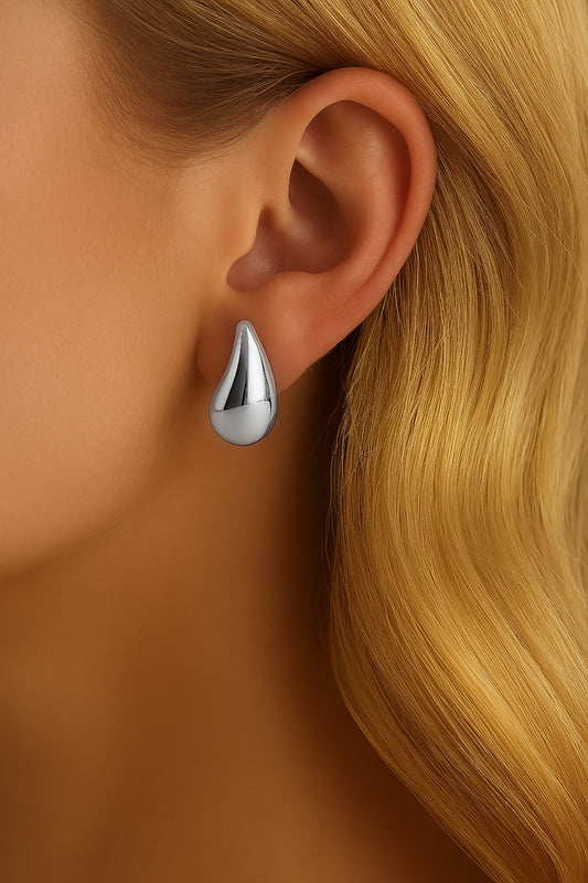 ROMALI Silver Stainless Steel Teardrop Stud Dangle Earrings Small, Medium, Large - ROMALI