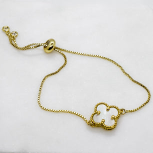 18k Gold-Plated Lucky Clover Adjustable Bracelet