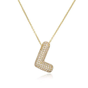 ROMALI 18K Gold-Plated Zirconia Balloon Initial Necklace - ROMALI