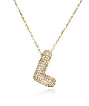 ROMALI 18K Gold-Plated Zirconia Balloon Initial Necklace - ROMALI