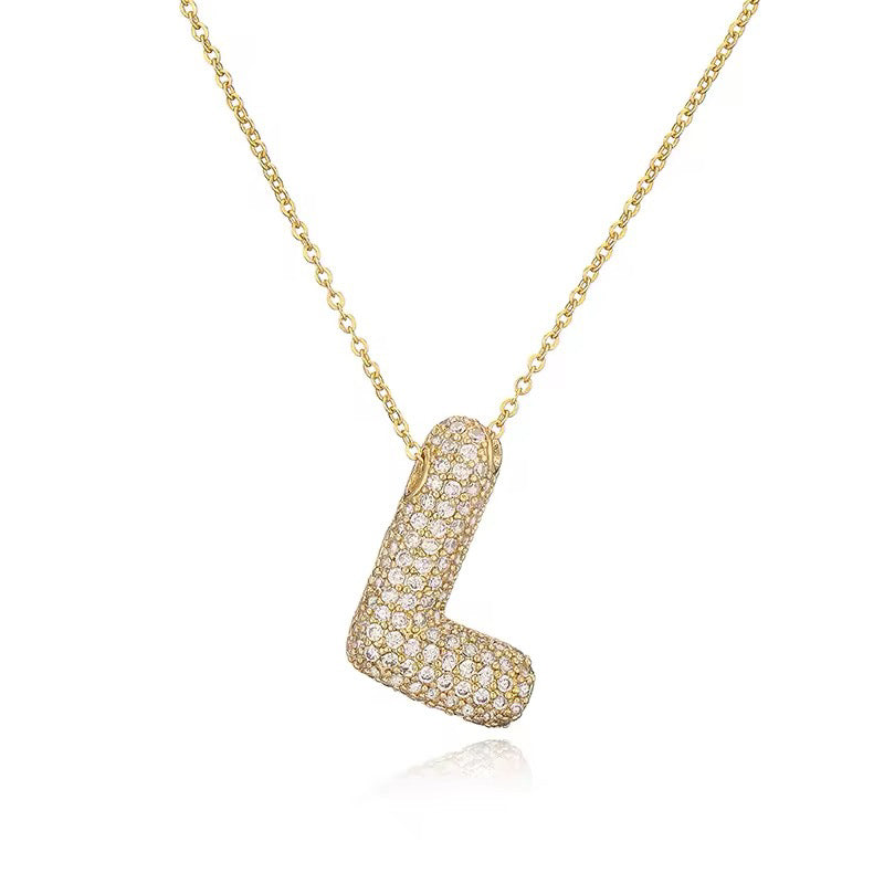 ROMALI 18K Gold-Plated Zirconia Balloon Initial Necklace - ROMALI