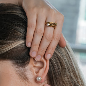 ROMALI 18K Gold-Plated Pearl Stud Earrings - ROMALI