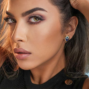 ROMALI 18k Gold-Plated Teardrop Evil Eye Stud Earrings with Blue Crystals - ROMALI