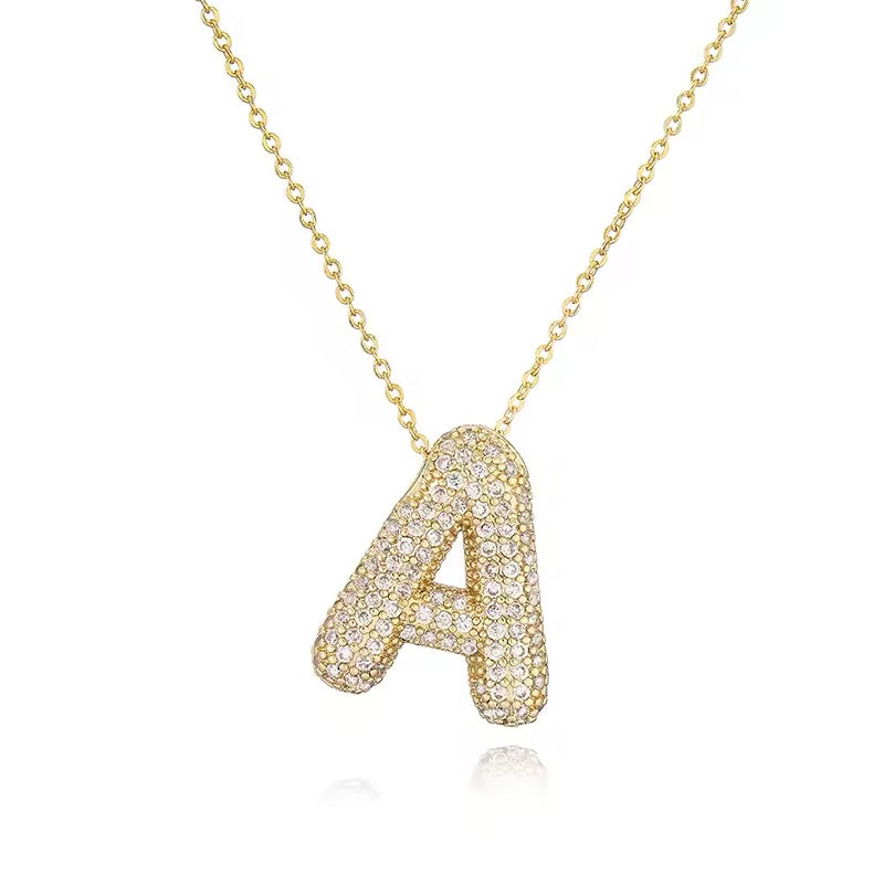 ROMALI 18K Gold-Plated Zirconia Balloon Initial Necklace - ROMALI