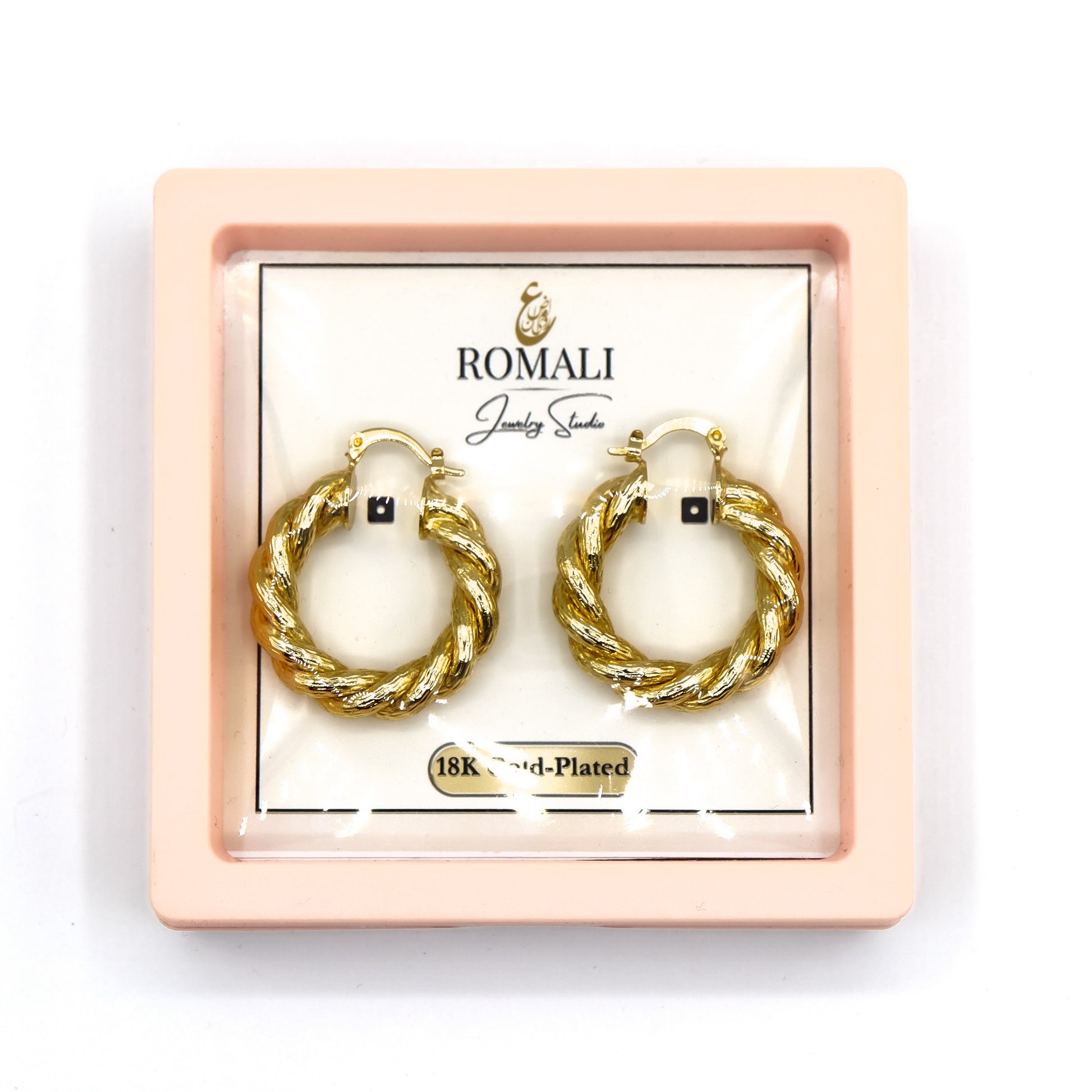 18k Gold-Plated Twisted Golden Hoops