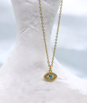 18k Gold-Plated Dainty Evil Eye Pendant Necklace - ROMALI