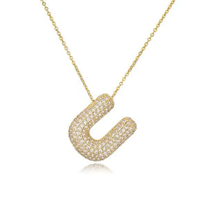 ROMALI 18K Gold-Plated Zirconia Balloon Initial Necklace - ROMALI