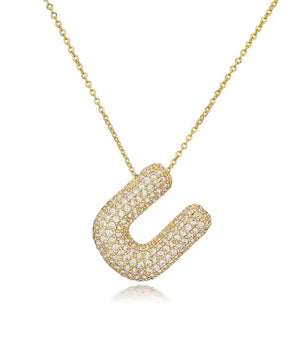 ROMALI 18K Gold-Plated Zirconia Balloon Initial Necklace - ROMALI