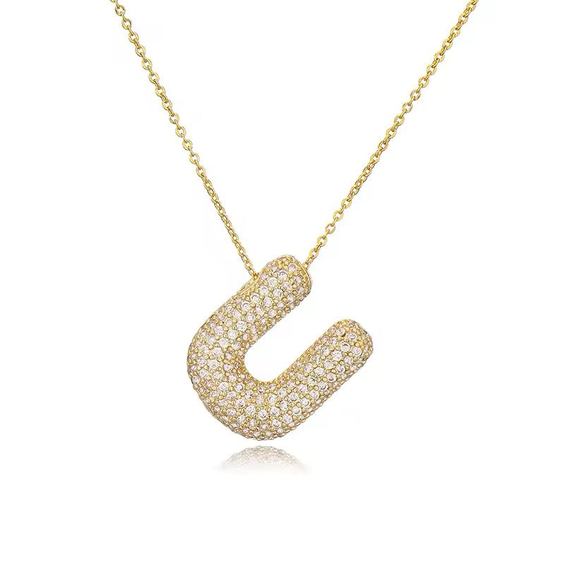 ROMALI 18K Gold-Plated Zirconia Balloon Initial Necklace - ROMALI