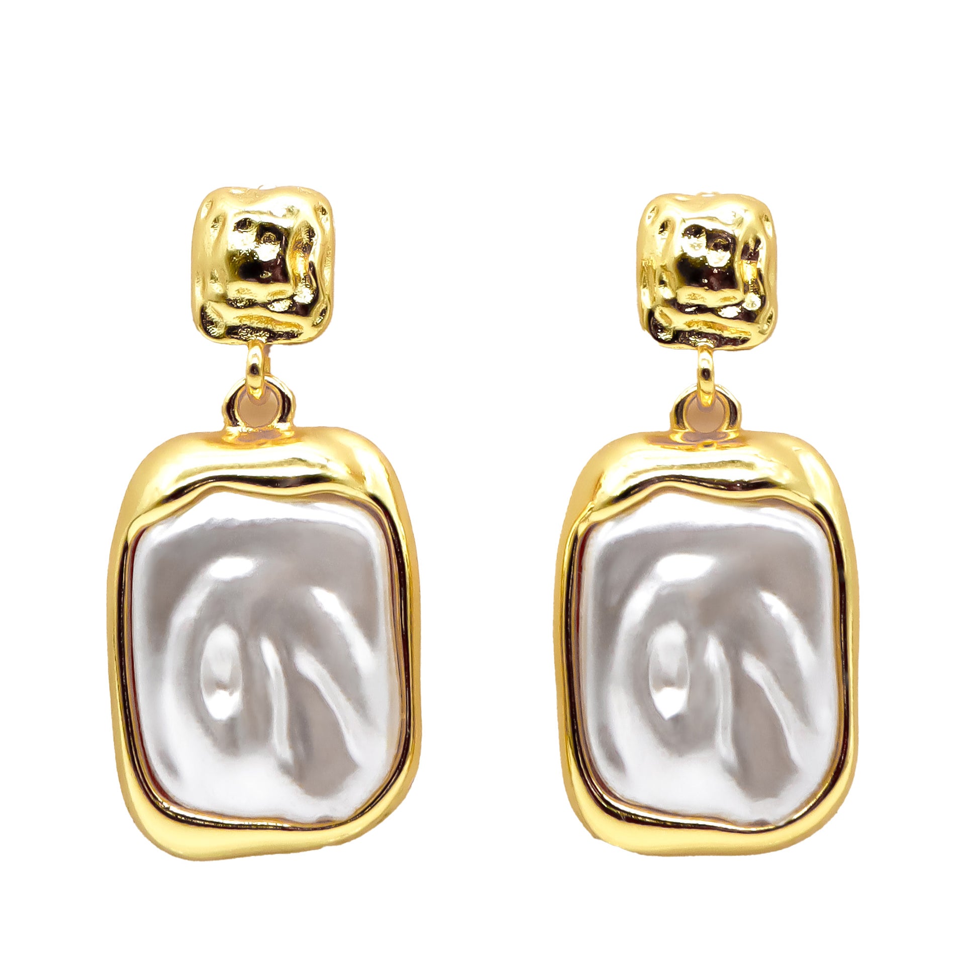 ROMALI 18k Gold-Plated Shell Pearl Drop Earrings