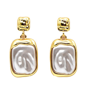 ROMALI 18k Gold-Plated Shell Pearl Drop Earrings