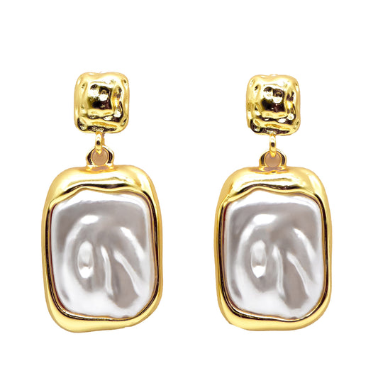 ROMALI 18k Gold-Plated Shell Pearl Drop Earrings