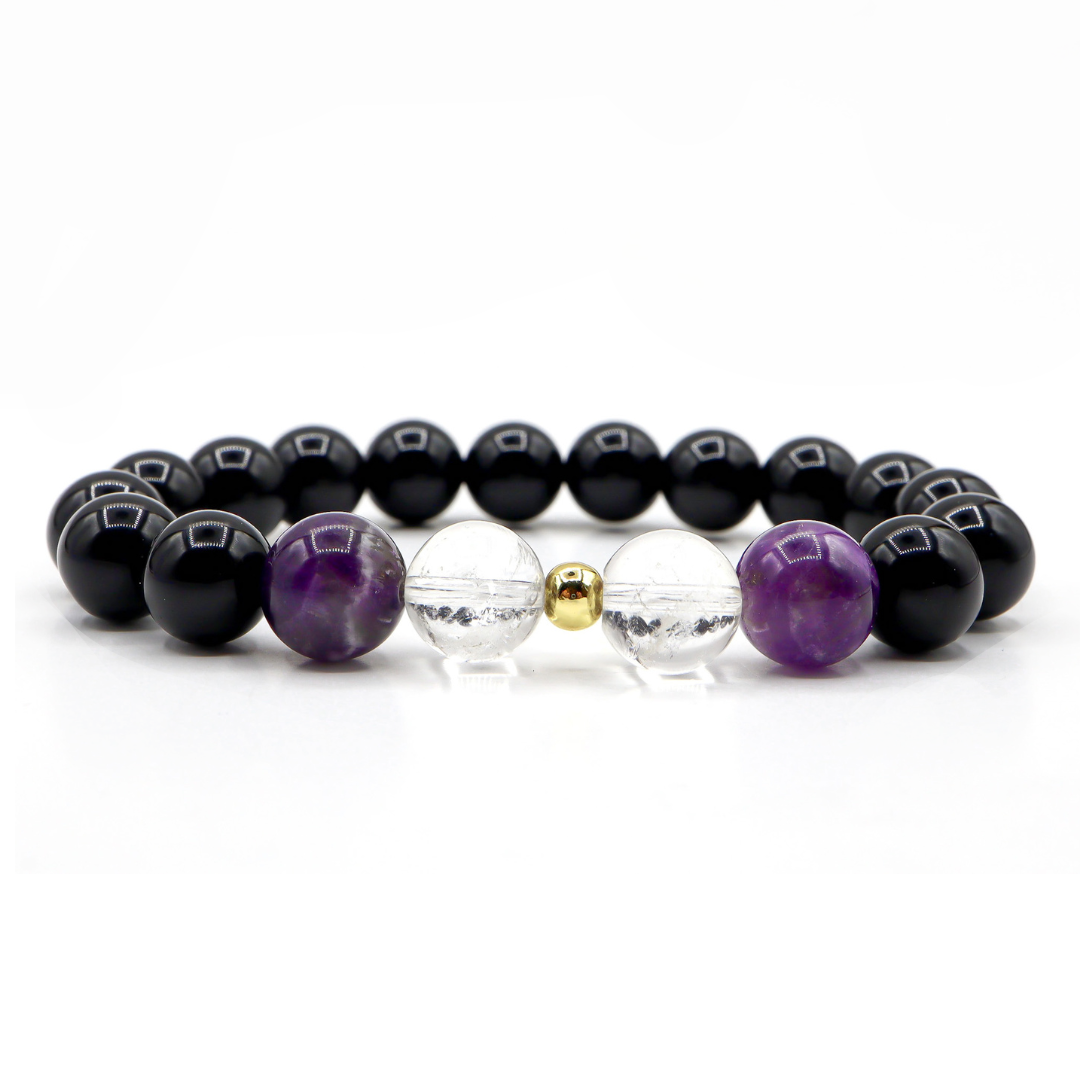 Aquarius Zodiac Bracelet - Amethyst & Clear Quartz