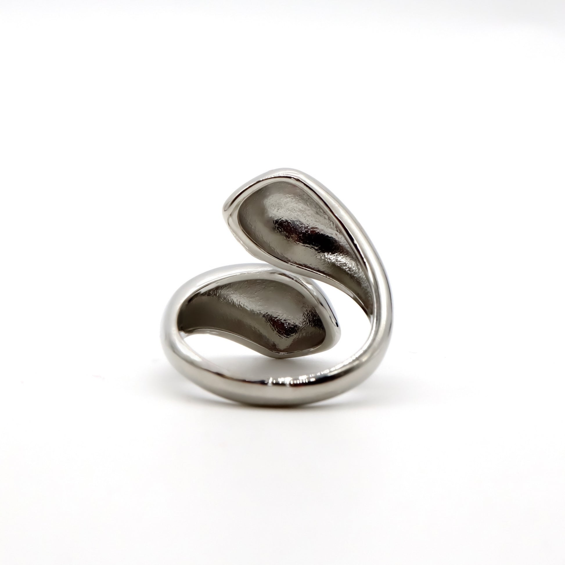 Silver Twist Open Ring – Adjustable Stainless Steel Statement Ring