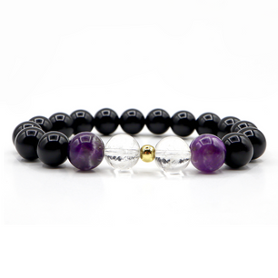 Aquarius Zodiac Bracelet - Amethyst & Clear Quartz