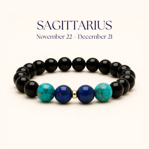 ROMALI Sagittarius Zodiac Beaded Bracelet - Turquoise & Lapis Lazuli November 22 – December 21