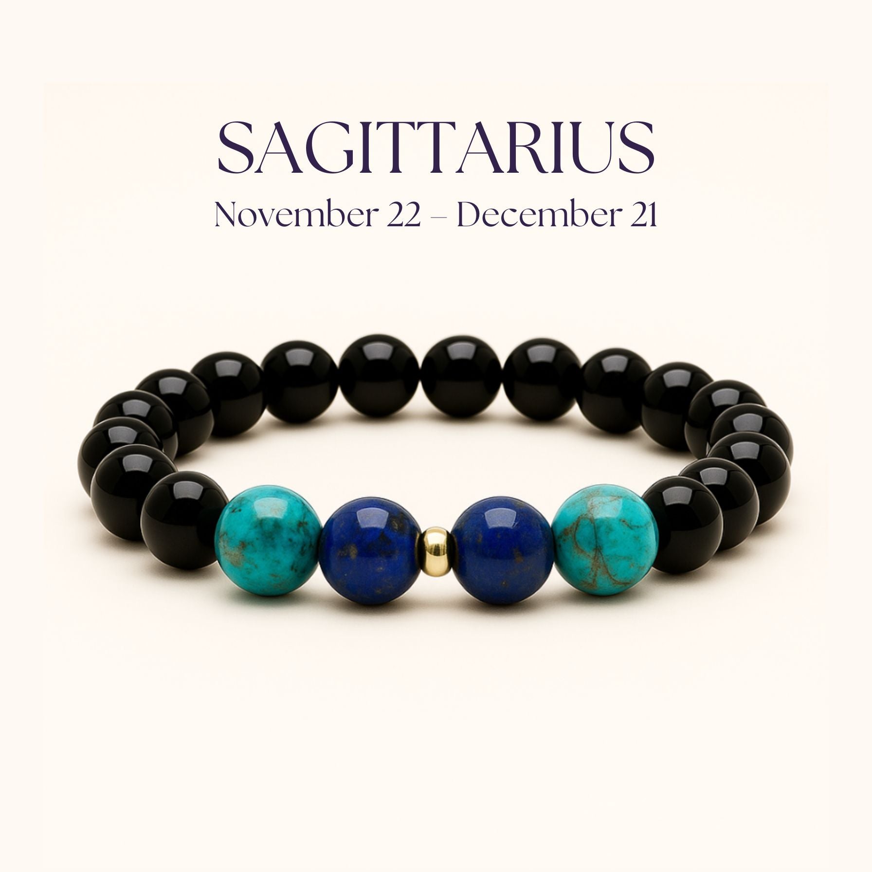 ROMALI Sagittarius Zodiac Beaded Bracelet - Turquoise & Lapis Lazuli November 22 – December 21