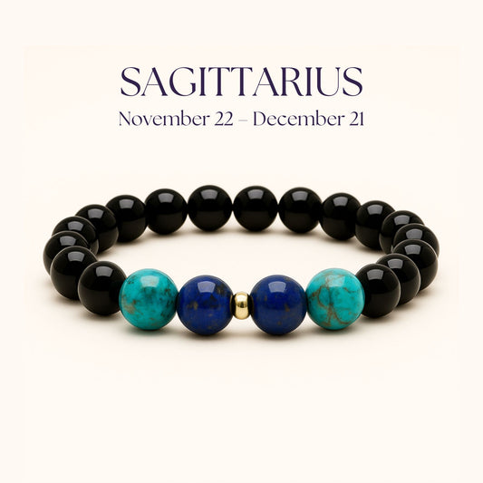 ROMALI Sagittarius Zodiac Beaded Bracelet - Turquoise & Lapis Lazuli November 22 – December 21