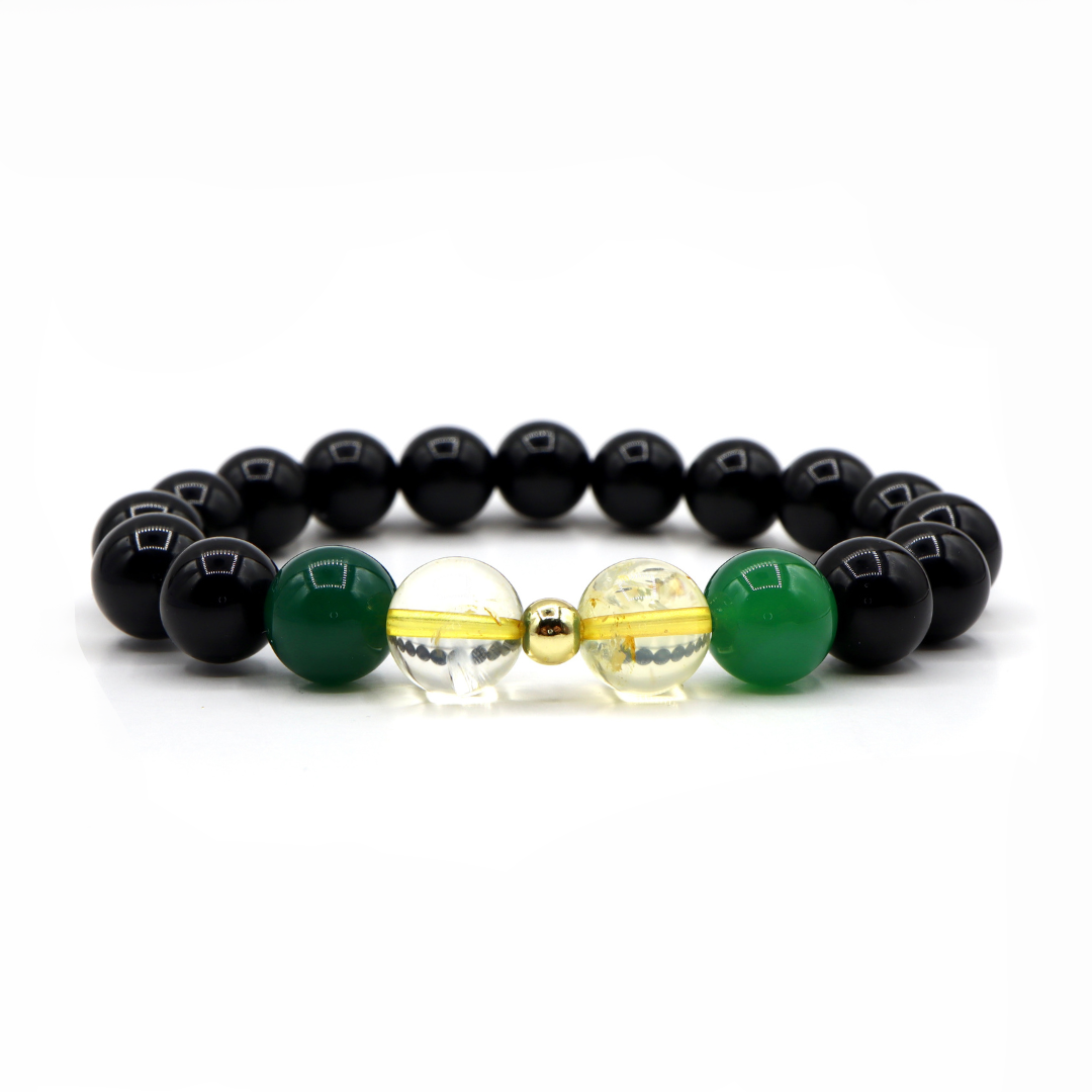 Gemini Zodiac Bracelet - Green Jade & Citrine