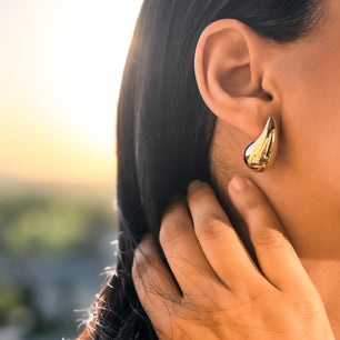 18k Gold-Plated Medium Chunky Golden Teardrop Earrings