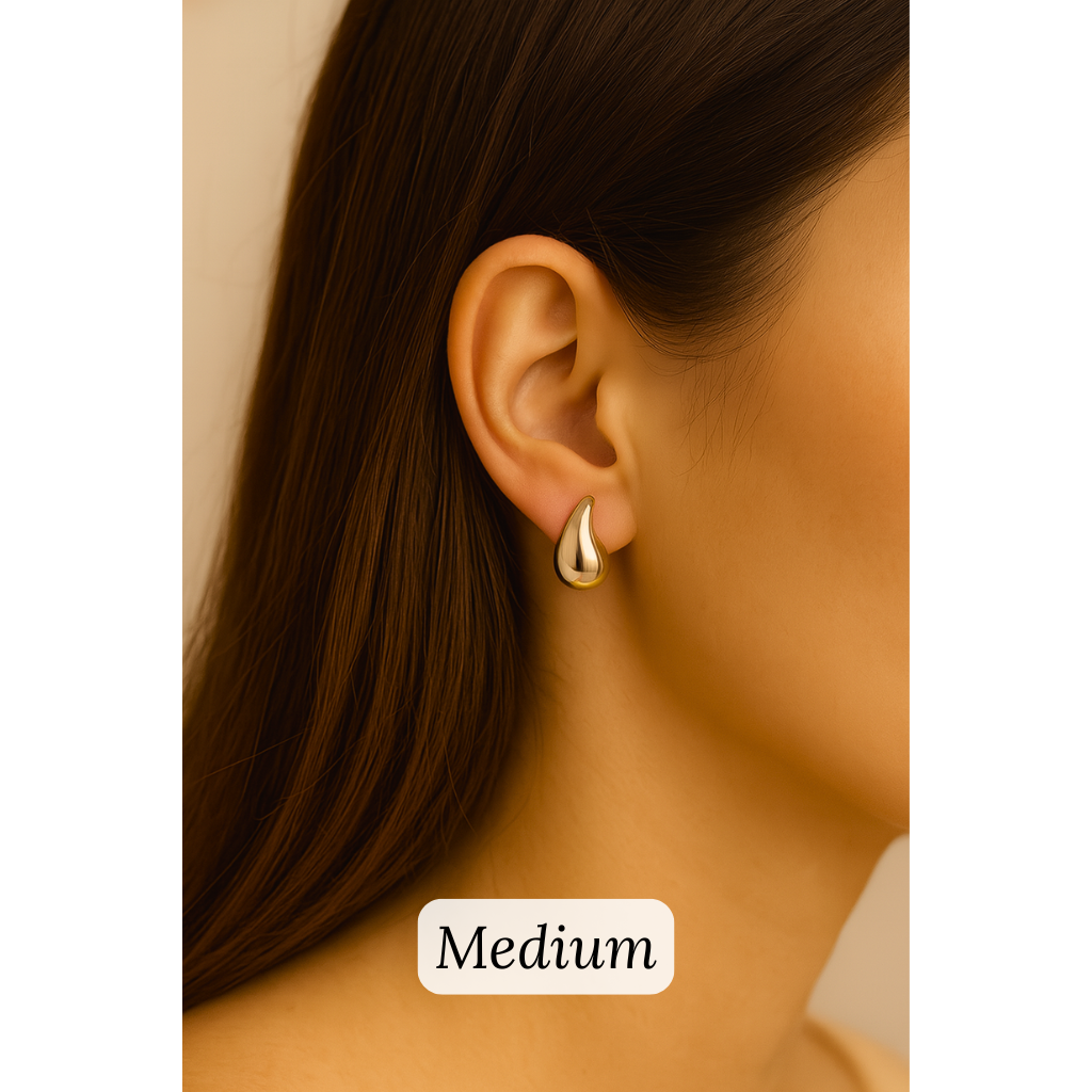 18k Gold-Plated Statement Golden Teardrop Stud Dangle Earrings