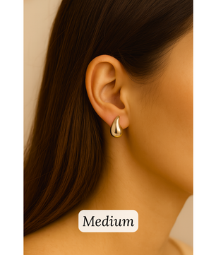 18k Gold-Plated Statement Golden Teardrop Stud Dangle Earrings Small, Medium, Large - ROMALI