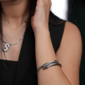 ROMALI Stainless Steel Double Cable Cuff Bracelet