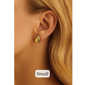 18k Gold-Plated Statement Golden Teardrop Stud Dangle Earrings Small, Medium, Large - ROMALI