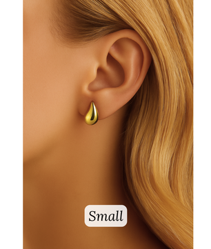 18k Gold-Plated Statement Golden Teardrop Stud Dangle Earrings Small, Medium, Large - ROMALI