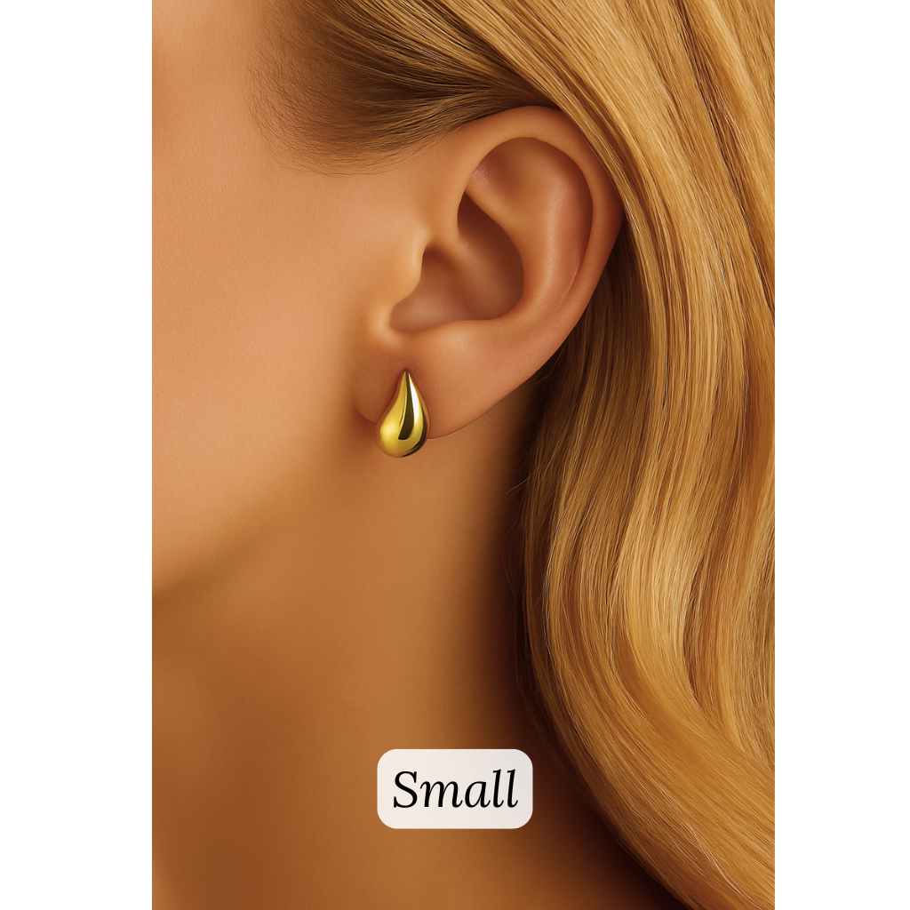 18k Gold-Plated Statement Golden Teardrop Stud Dangle Earrings Small, Medium, Large - ROMALI