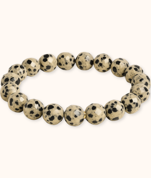 ROMALI Natural Faceted Dalmatian Jasper Beaded Bracelet - Stone of Joy 8mm - ROMALI