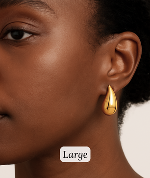18k Gold-Plated Statement Golden Teardrop Stud Dangle Earrings Small, Medium, Large - ROMALI