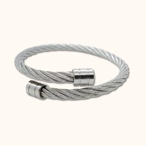 ROMALI Stainless Steel Double Cable Cuff Bracelet