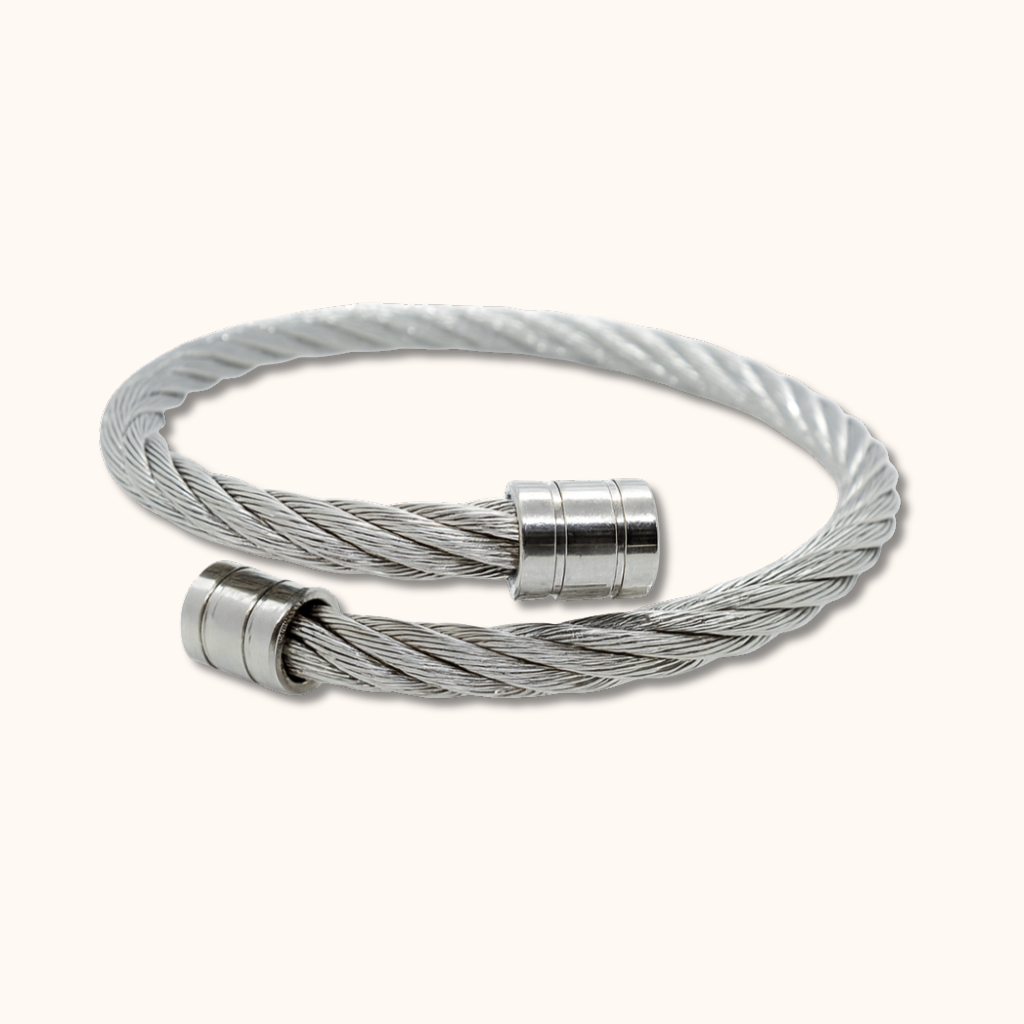 ROMALI Stainless Steel Double Cable Cuff Bracelet