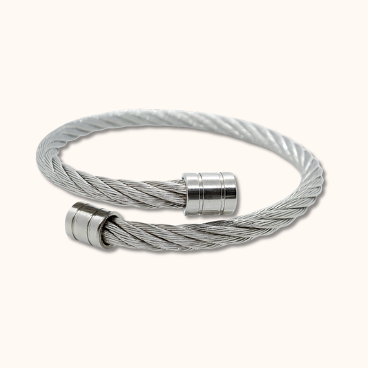 ROMALI Stainless Steel Double Cable Cuff Bracelet