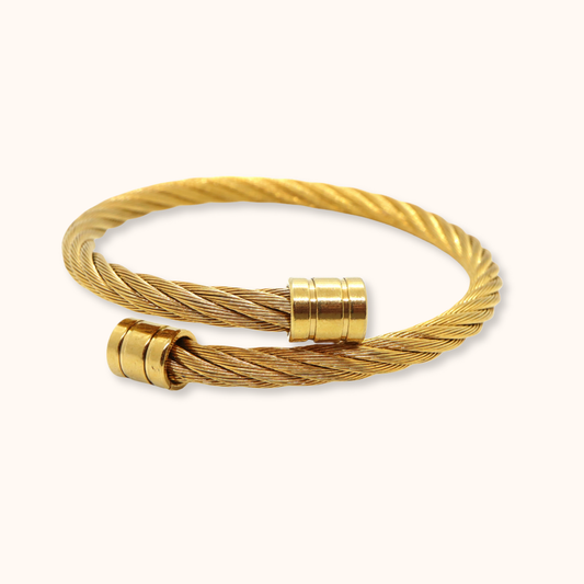 ROMALI 18K Gold-Plated Double Cable Cuff Bracelet