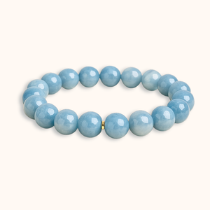 ROMALI Natural Aquamarine Beaded Bracelet- Stone of Clarity 10mm - ROMALI