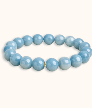 ROMALI Natural Aquamarine Beaded Bracelet- Stone of Clarity 10mm - ROMALI