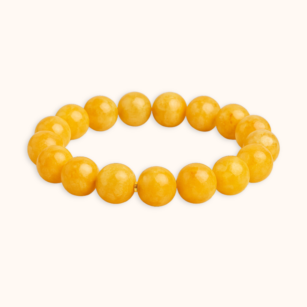 ROMALI Natural Yellow Jade Beaded Bracelet - Stone of Positivity 10mm - ROMALI