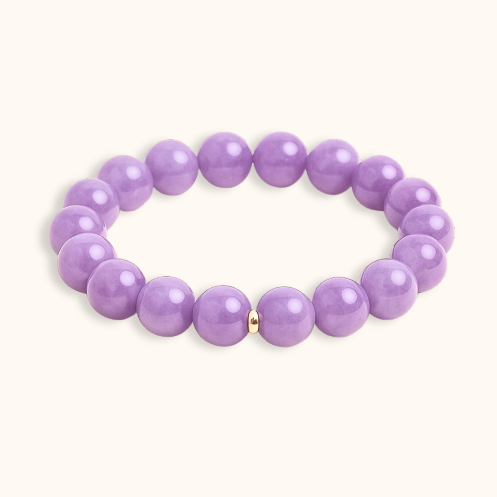 ROMALI Natural Lavender Jade Beaded Bracelet - Stone of Emotional Healing 10mm - ROMALI