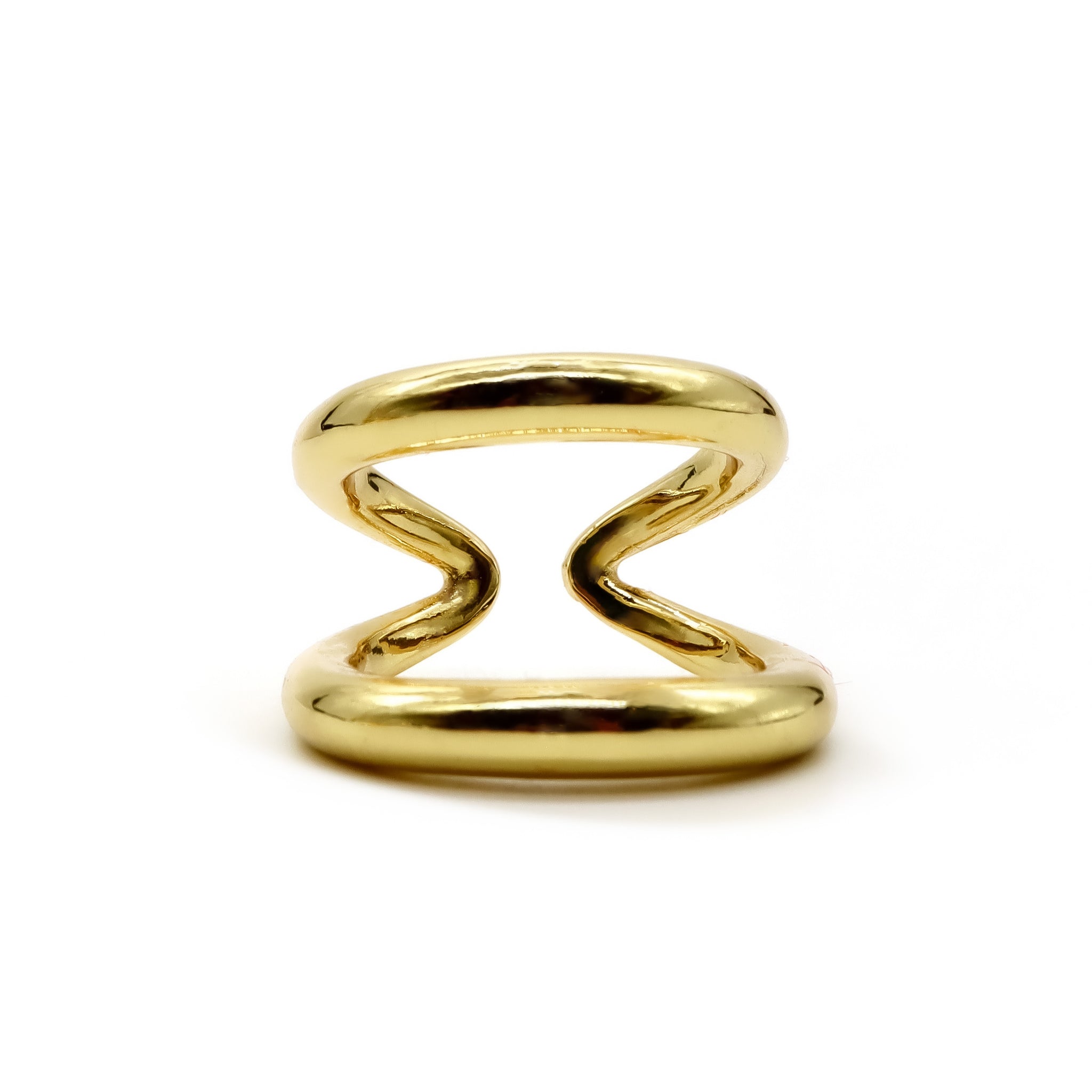 Minimalist 18K Gold Plated Double Band Ring – Modern Open Design