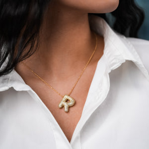 ROMALI 18K Gold-Plated Zirconia Balloon Initial Necklace - ROMALI