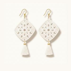 ROMALI Handmade Crochet Tassel Earrings | 18K Gold-Plated