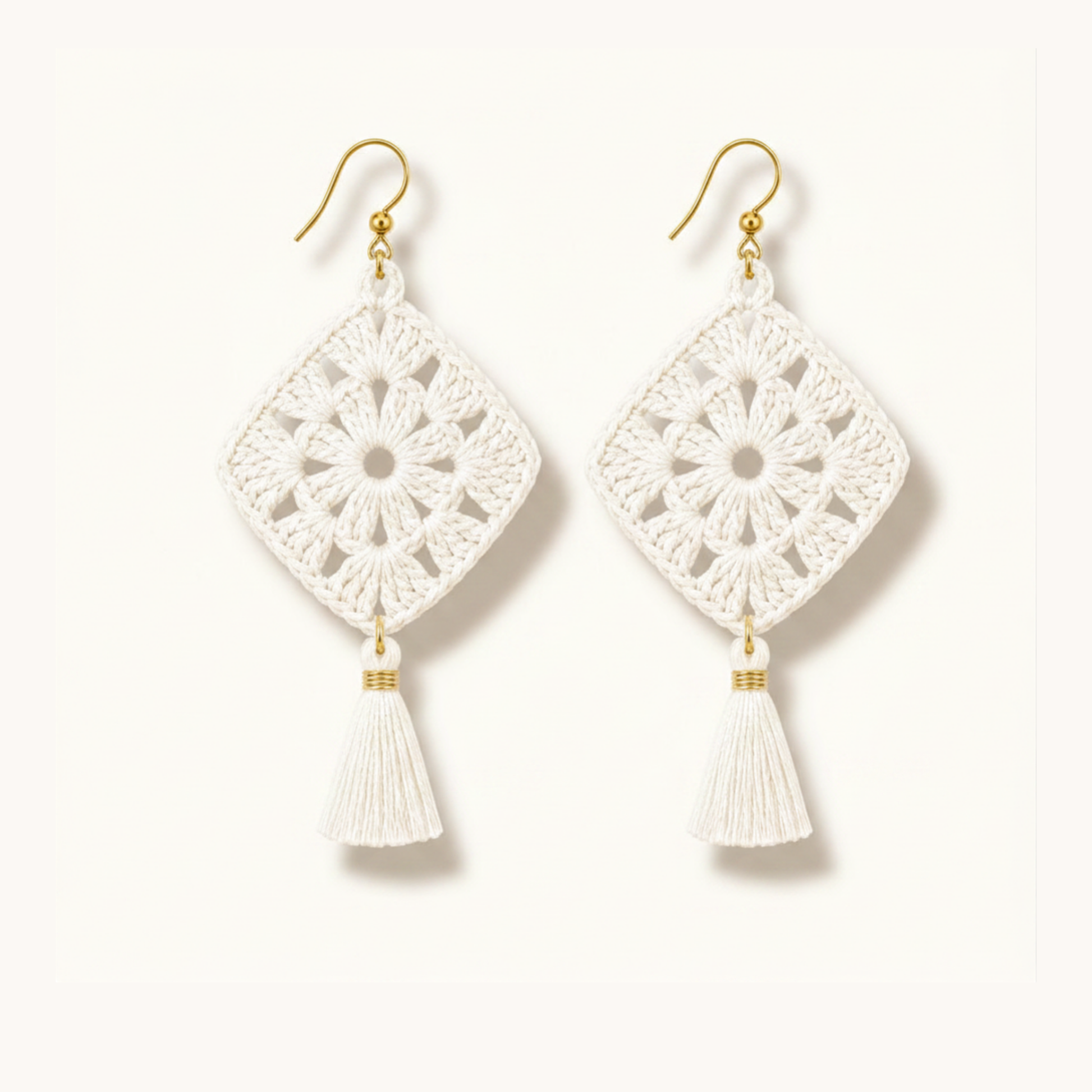 ROMALI Handmade Crochet Tassel Earrings | 18K Gold-Plated