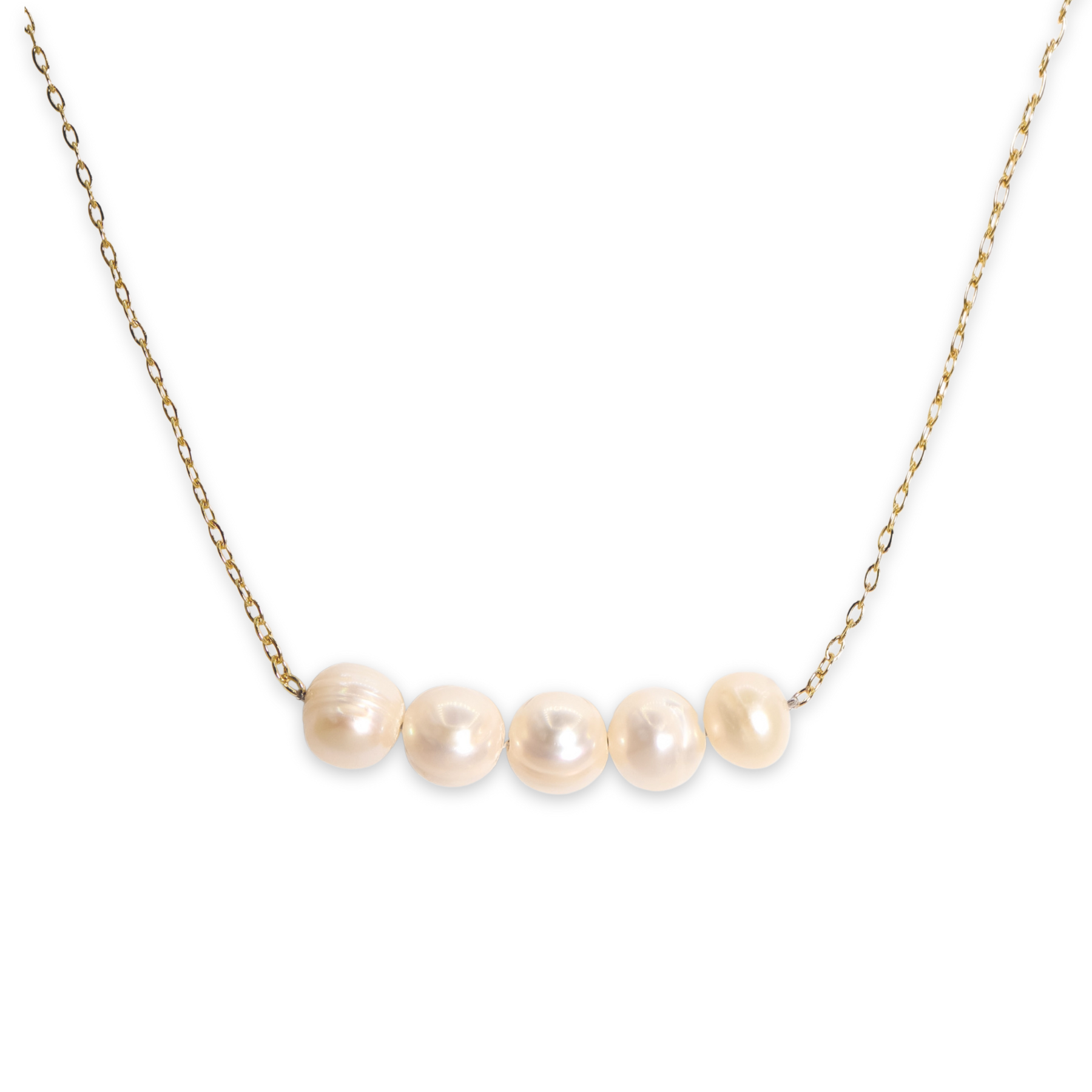 ROMALI 18K Gold-Plated Pearl Bar Necklace - ROMALI
