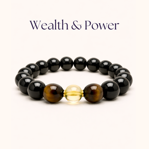 ROMALI Wealth & Power Beaded Bracelet | Onyx, Tiger’s Eye & Citrine | Unisex