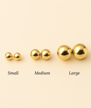 ROMALI 18K Gold-Plated Ball Stud Earrings – Small, Medium, and Large Sizes - ROMALI